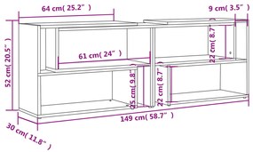 Móvel de TV 149x30x52 cm derivados de madeira branco brilhante