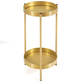 Suporte de planta de metal com suporte de planta moderno de 2 camadas com 2 bandejas dobráveis ​​para interior e exterior 30 x 60 cm dourado