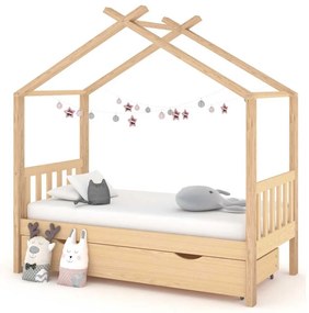 Estrutura de cama para criança c/ gaveta 80x160 cm pinho maciço