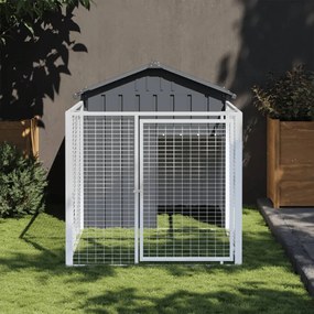 vidaXL Casota para cães com parque aço galvanizado antracite