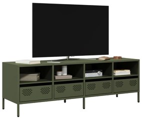 Móvel de TV 135x39x43,5 cm aço laminado a frio verde-azeitona