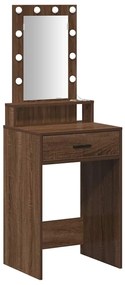 Mesa de Maquiagem vidaXL com Luzes LED Castanho Carvalho 50x41x140 cm