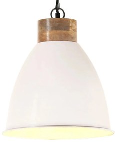 vidaXL Candeeiro teto industrial 35cm E27 ferro branco/madeira maciça