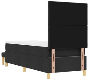 Cama Box Spring com Colchão &amp; Banco Preto 80x200 cm Tecido