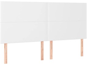 Cama com molas/colchão 160x200 cm couro artificial branco