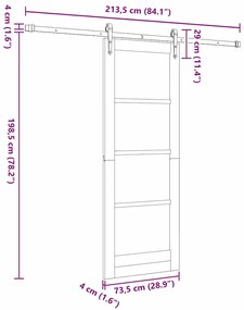 Porta Deslizante vidaXL com Conjunto de Acessórios 'ORKDAL'73.5x198.5