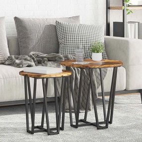 vidaXL Conjunto de mesas de apoio 2 pcs Carvalho defumado e Preto