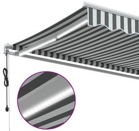 Toldo retrátil automático com LED 600x300 cm antracite/branco