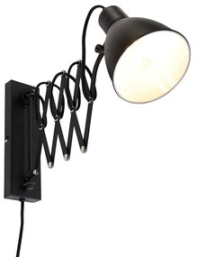 Candeeiro de parede industrial preto com braço ajustável - Merle Industrial