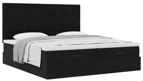 Estrutura de cama otomana com colchões 200x200cm veludo preto