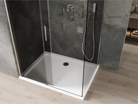 Mexen Omega cabine de duche deslizante 100 x 90 cm, grafite, cromado + base Flat, branco - 825-100-090-01-40-4010