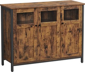 Aparador 100 x 35 x 75 cm castanho vintage-preto