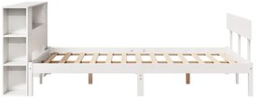 Cama com estante sem colchão 120x200 cm pinho maciço branco