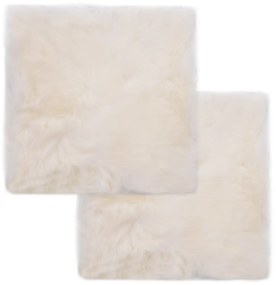 vidaXL Almofadas p/ cadeira 2 pcs 40x40cm pele carneiro genuína branca
