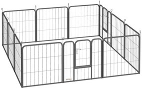 PawHut Cercas para Cães Cachorro com 12 Painéis 56x60 cm Dobrável em Aço com 2 Portas Preto | Aosom Portugal