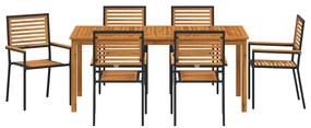 Conjunto de Jantar para Jardim 7 pcs Preto 180 x 90 x 75 cm