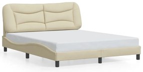 Estrutura de cama com LED sem colchão 160x200 cm tecido creme
