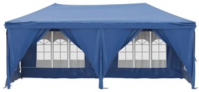 Tenda para festas dobrável com paredes laterais 3x6 m azul