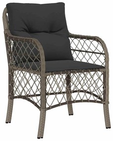 9 pcs conjunto de jantar p/ jardim c/ almofadões vime PE cinza