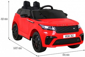 Carro elétrico para Crianças 12V Range Rover Velar Rodas de EVA, Assento de couro Vermelho