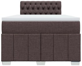 Cama boxspring com colchão 120x190 cm tecido castanho-escuro