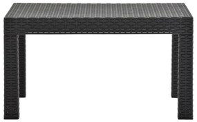 3 pcs conjunto lounge jardim com almofadões vime PP antracite