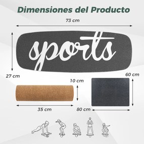 Prancha de equilíbrio em madeira com rolo de cortiça, superfície antiderrapante, travões para surf, crianças e adultos, capacidade de carga de 100 kg,