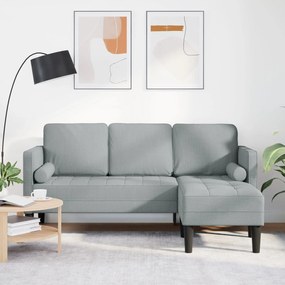Sofá em L 3 lugares vidaXL Cinzento claro 160 cm em Tecido