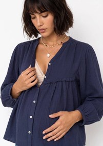 Camisa de gravidez e amamentação azul-ardósia
