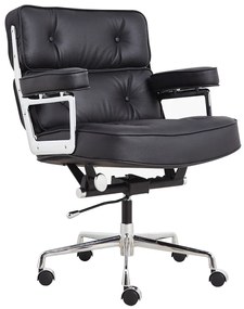 Cadeira de escritório EA20M, giratório, aluminio, pele top preta