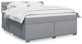 vidaXL Cama com molas/colchão 180x200 cm tecido cinzento-claro
