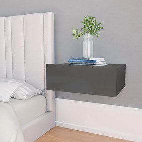 vidaXL Mesa de cabeceira suspensa 2 pcs 40x30x15 cm cinzento brilhante