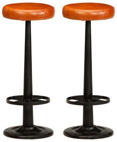 vidaXL Bancos de bar 2 pcs couro genuíno
