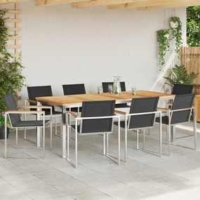 Conjunto de Jantar de Jardim 9 Peças em Madeira Sólida de Teak e Aço I