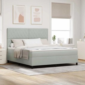 vidaXL Cama Box com Colchão & Luz LED Cinza Claro 180x200 cm Veludo