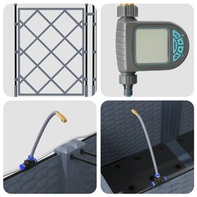Vasos de Jardim com Sistema de Irrigação 2 pcs Cinzento-claro