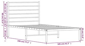 Estrutura de cama com cabeceira 100x190 cm metal branco