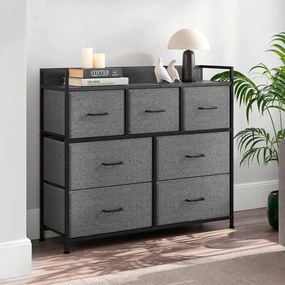Cómoda 7 gavetas em tecido 28,5 x 98 x 85 cm Cinzento e Preto