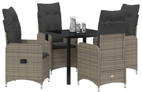 Conjunto de Jantar de Jardim 5 Peças com Almofadas Cinza Polirattan