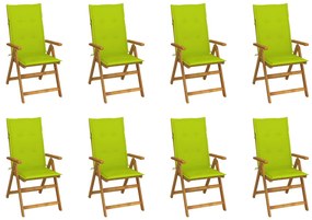 vidaXL Cadeiras de jardim dobráveis c/ almofadões 8 pcs acácia maciça