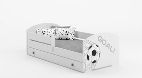 Cama infantil branca 140x70 futebol com gaveta - colchão e estrado incluído