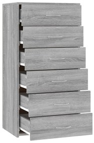 Aparador c/ 6 gavetas 50x34x96cm derivados madeira cinza sonoma