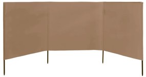 Para-vento com 3 painéis tecido 400x120 cm cinzento-acastanhado