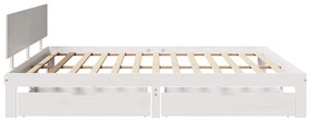 Estrutura de cama c/ gavetas 200x200 cm pinho maciço branco