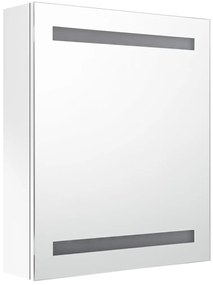 Armário espelhado casa de banho LED 50x14x60cm branco brilhante
