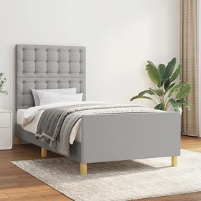 vidaXL Estrutura de cama sem colchão 100x200 cm tecido cinzento-claro