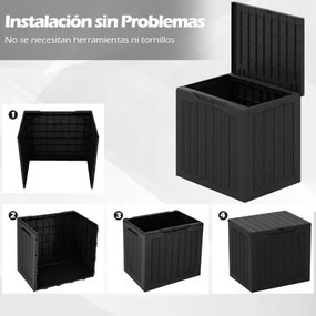Caixa de armazenamento exterior de 96 L com tampa com fechadura e textura de rattan tecido  56 x 41 x 50,5 cm preto