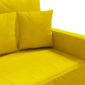 Sofá de 2 lugares veludo 120 cm amarelo