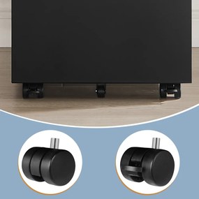 Bloco gavetas escritório com rodas com 3 gavetas 52 x 39 x 60 cm preto