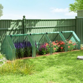 Mini-estufa de jardim 360 x 90 x 90 cm, mini-estufa em túnel com 4 janelas com fecho de correr, aço, PE 140 g/m², proteção anti-UV, verde